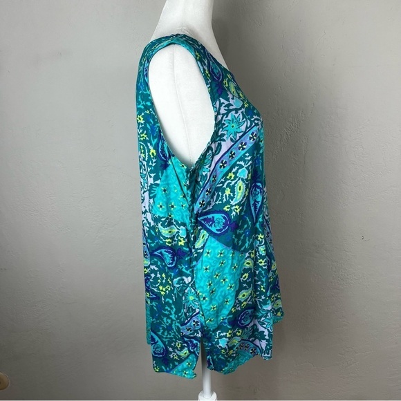 Diane von Furstenberg Color Authority Paisley Viscose Rayon Tunic Tank Size L - Picture 7 of 11